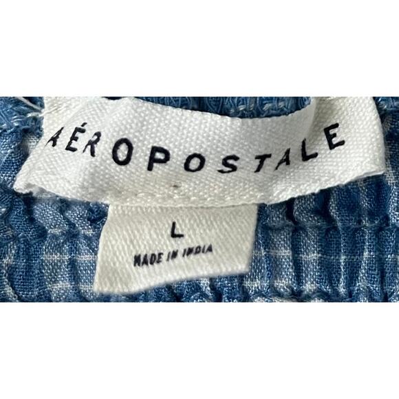 AEROPOSTALE SLEEVELESS SWEETHEART NECKLINE, WOMENS, L, BLUE & BLACK POLKA DOT - Picture 9 of 10